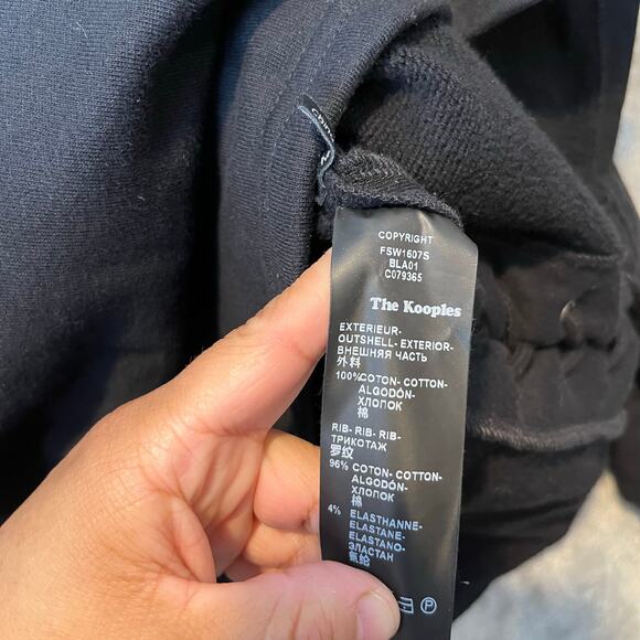 The Kooples Sport Black Pullover Hoodie Size 2 US M Black Silver Hardware - Picture 5 of 7